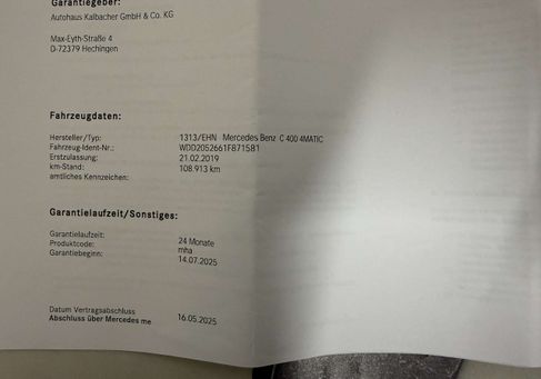 Mercedes-Benz C 400, 2019